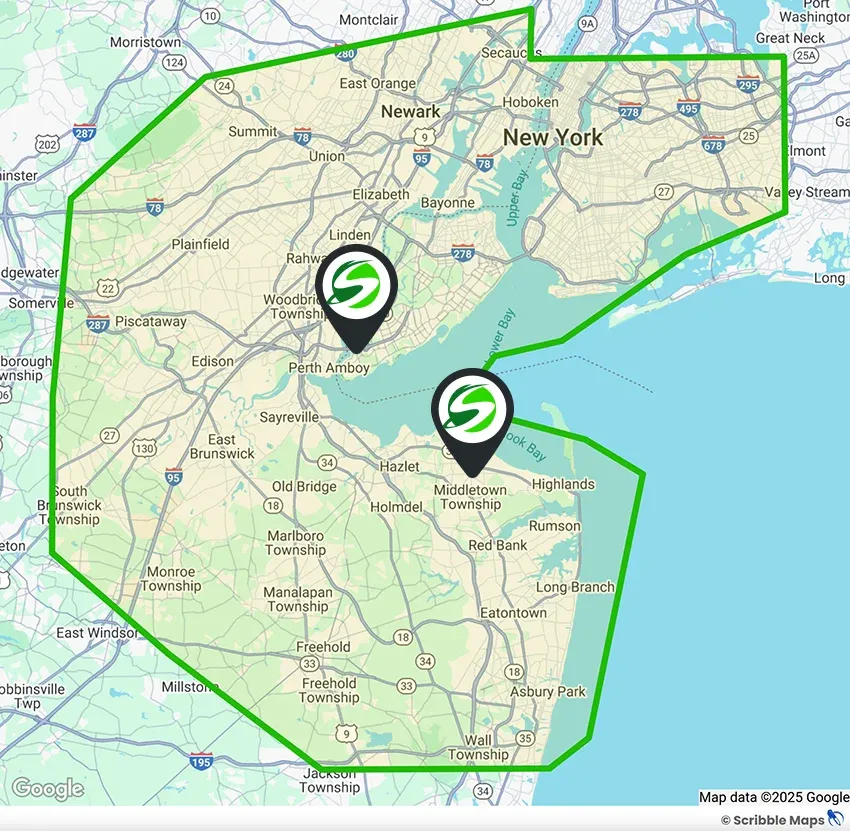 Superior Pest Control Service Area Map New Jersey and New York