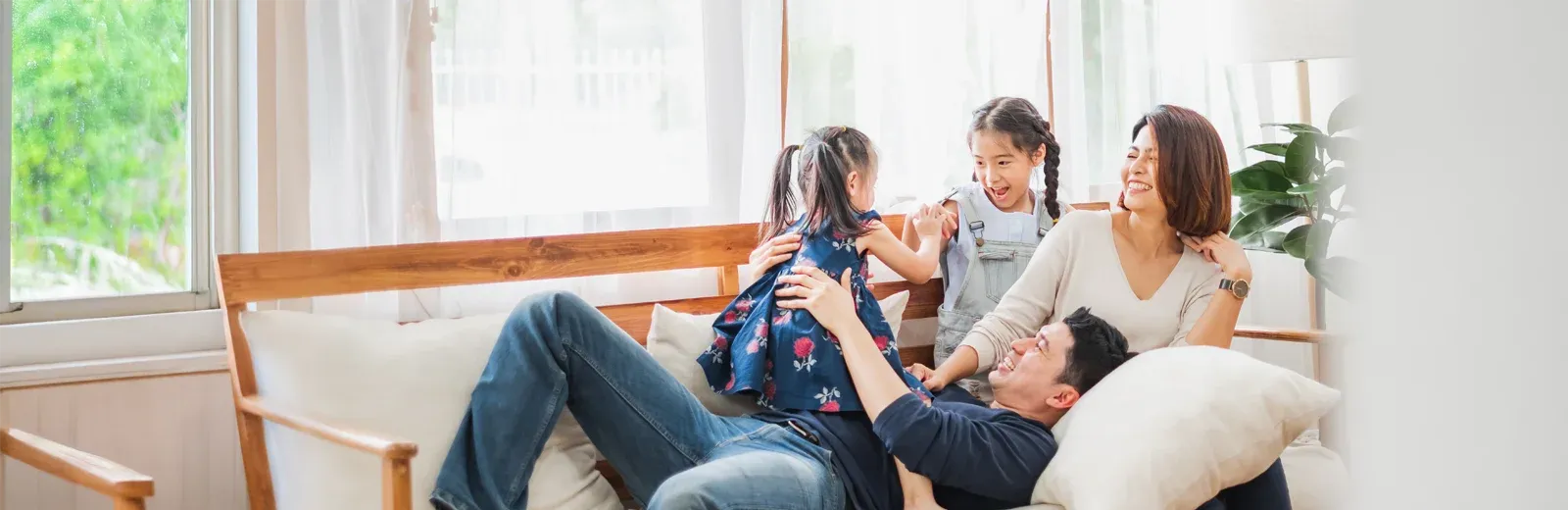 family playing in living room