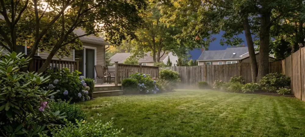 backyard of a NY or NJ house with a nice green backyard
