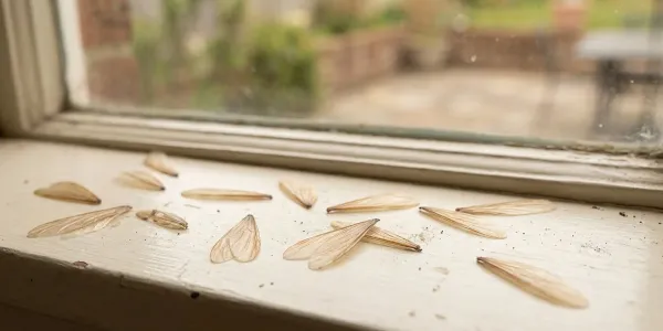 termite swarmer wings on window sill