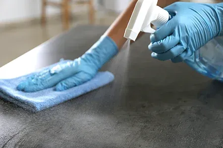 cleaning disinfecting table